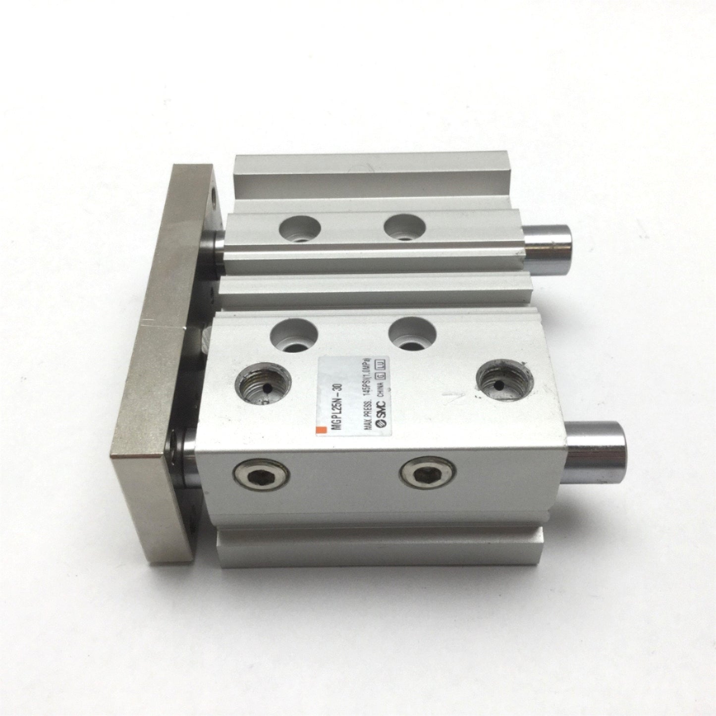 Used SMC MGPL25N-30 Guided Cylinder, Bore: 25mm, Stroke: 30mm, Ports: 1/8" NPT