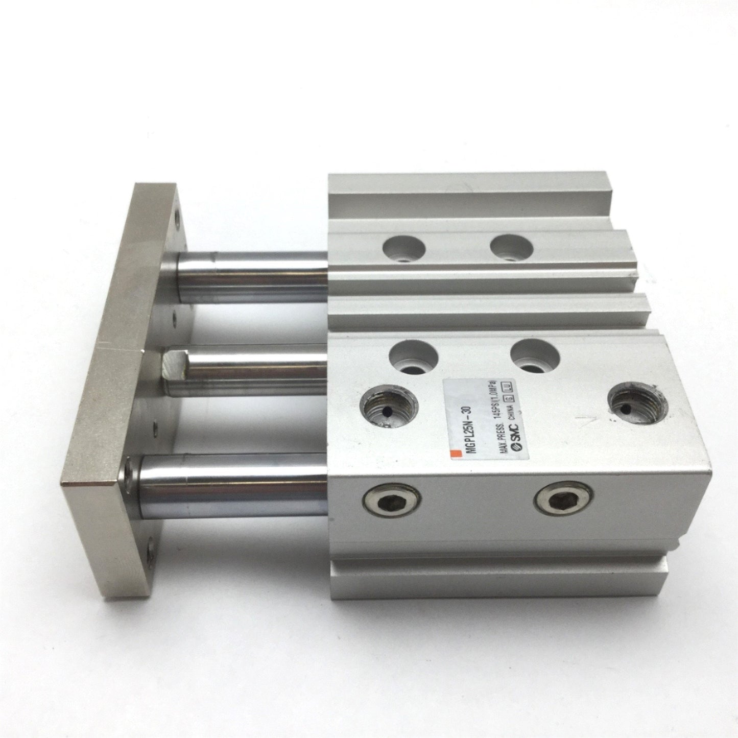 Used SMC MGPL25N-30 Guided Cylinder, Bore: 25mm, Stroke: 30mm, Ports: 1/8" NPT