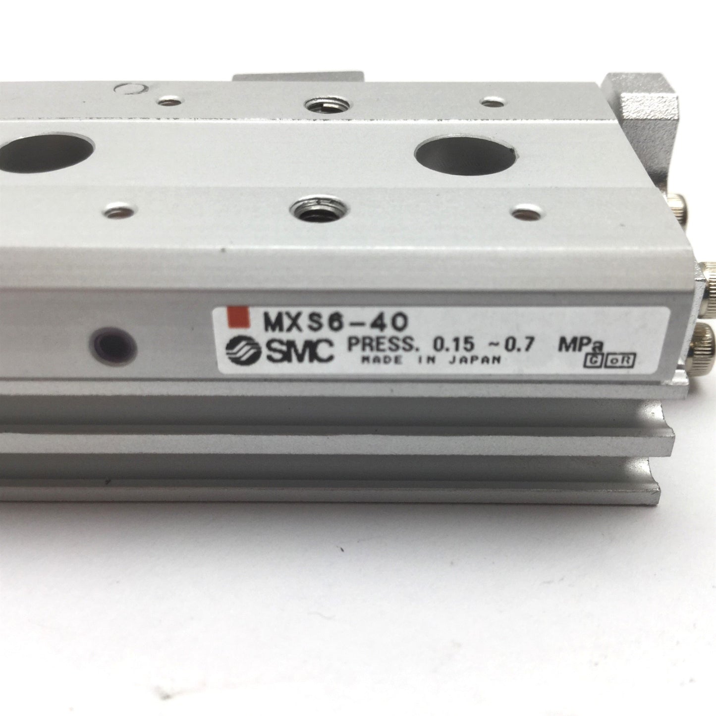 Used SMC MXS6-40 Pneumatic Slide Table, Stroke: 40mm, Bore: 6mm, 0.15-0.7MPa