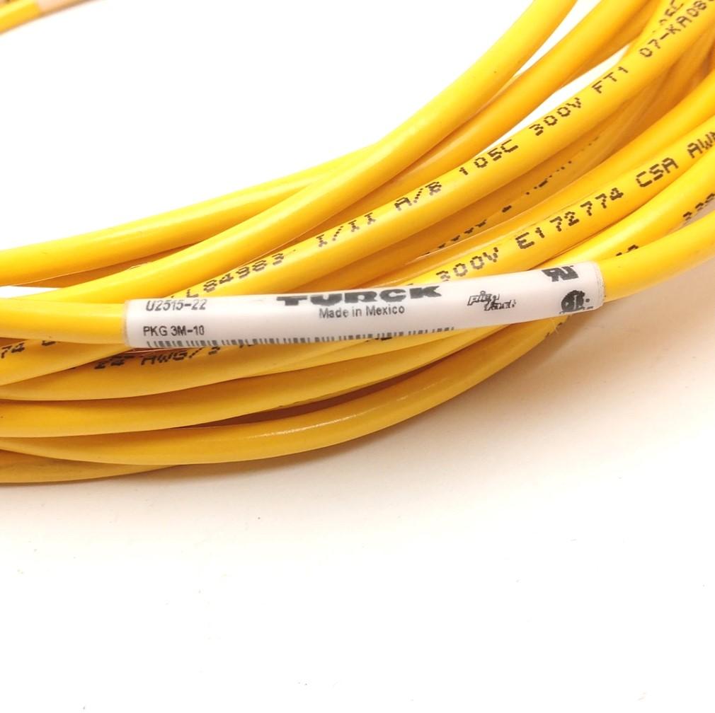Used Lot of 2 Turck U2515-22 Cable, 14' long, 3 Conductor, M8 Female Connector