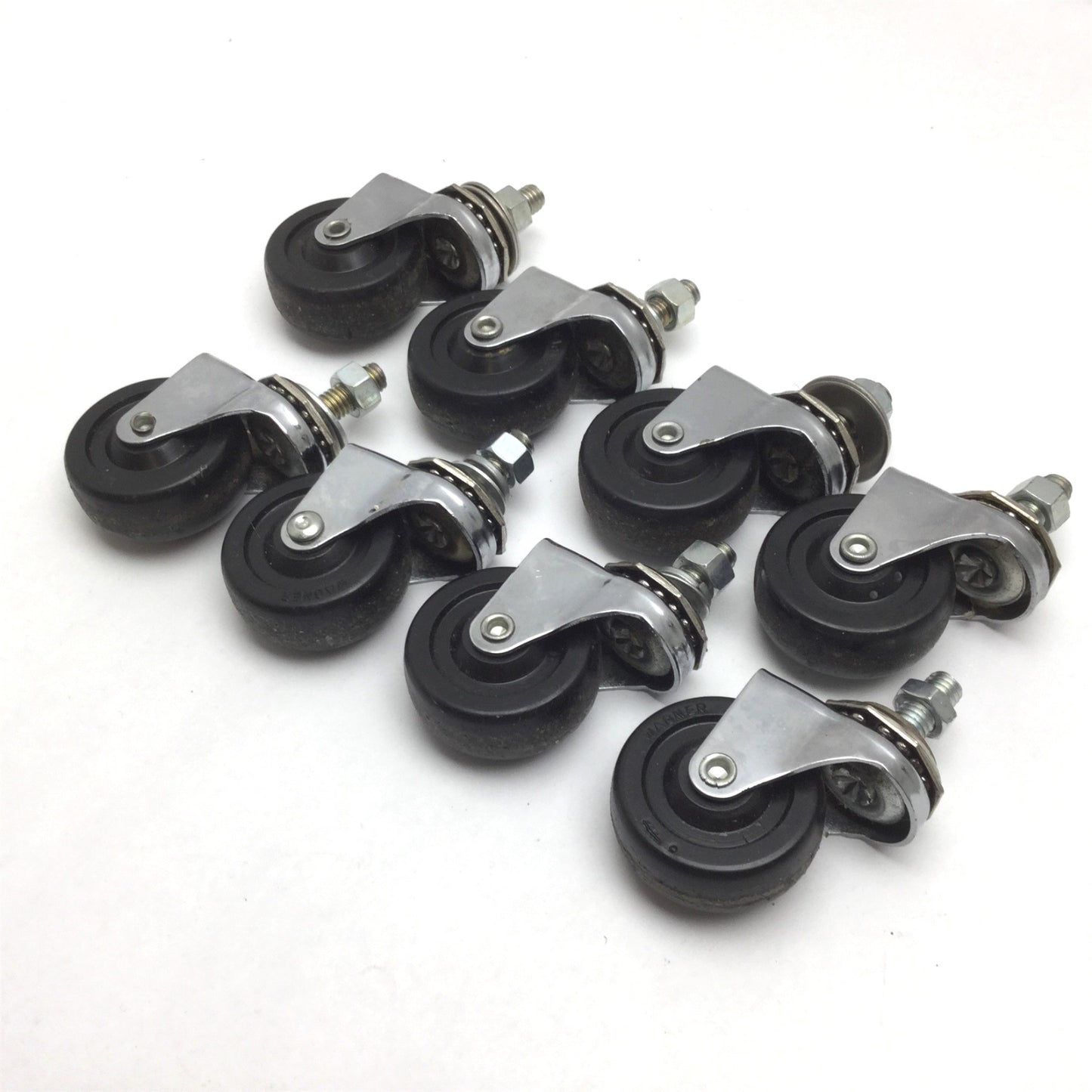 Used Lot of 8 Wagner Caster, Wheel Dimensions: 2" Dia x 0.8" Width, Stem: 3/8"-16