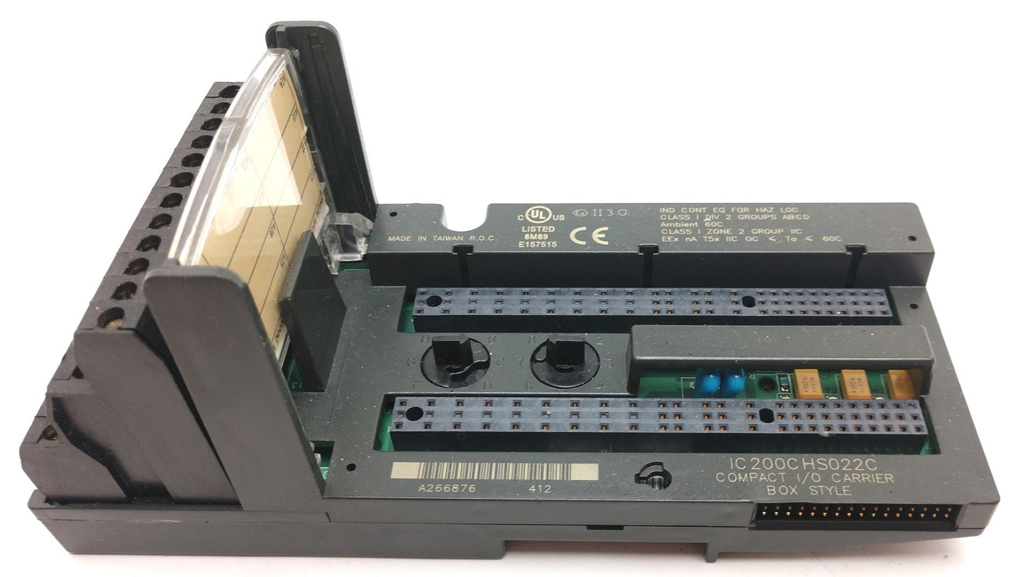 Used GE Fanuc IC200CHS022C Compact I/O Carrier Module w/ Box Style Terminals