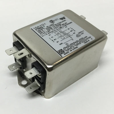 Used Corcom 10AYO1 F7693 Power Line Filter RFI EMI 10A, 250/440VAC 3-Phase WYE