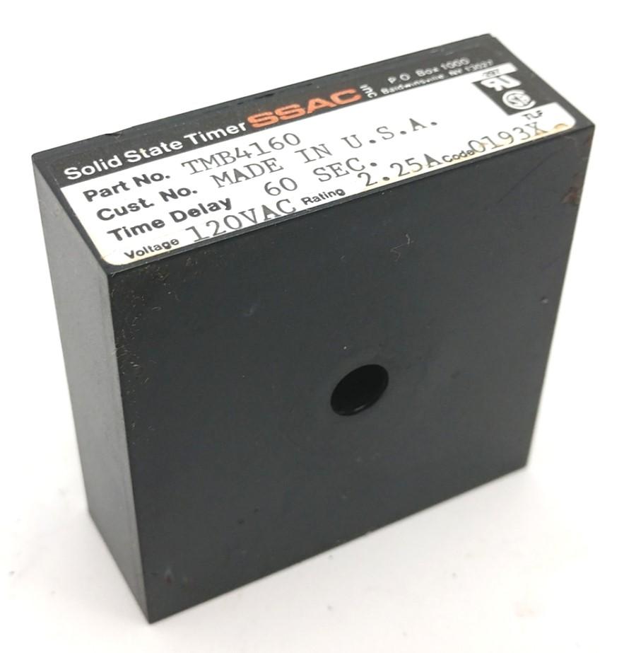 Used SSAC TMB4160 Solid State Timer, Voltage: 120VAC, Rating 2.25A, Time Delay: 60sec