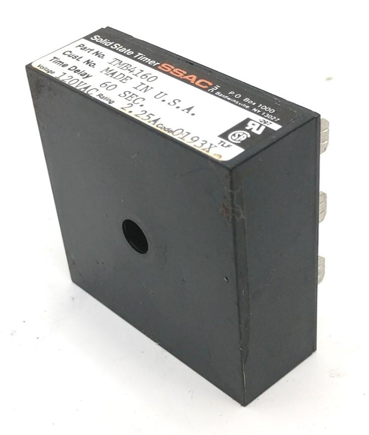 Used SSAC TMB4160 Solid State Timer, Voltage: 120VAC, Rating 2.25A, Time Delay: 60sec
