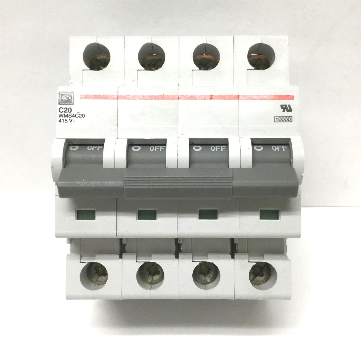 New – Open box Cutler Hammer WMS4C20 Circuit Breaker 4-Pole, 415VAC 20A Rating, DIN Rail Mount