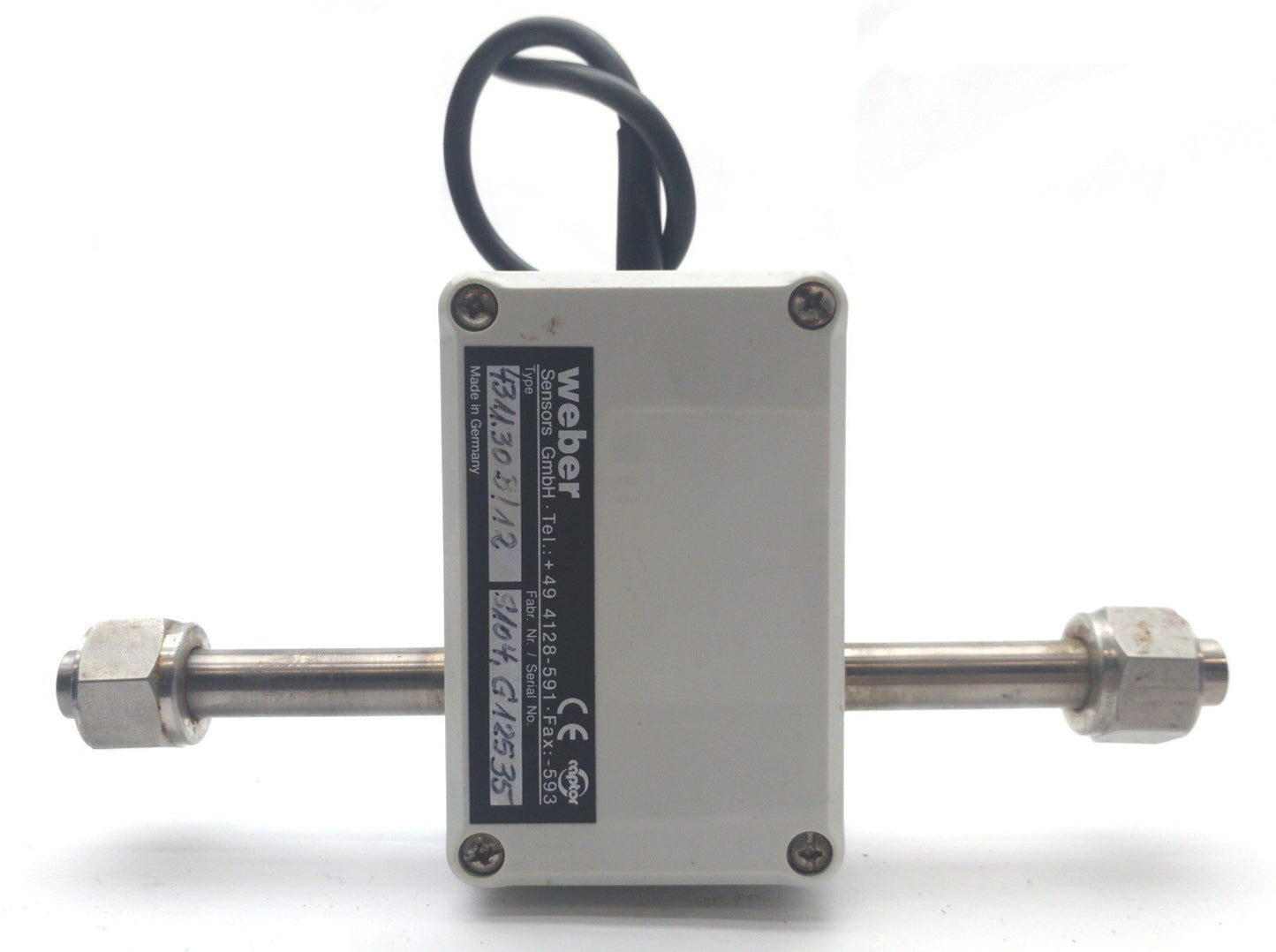 Used weber 4311.30B/12 Flow-Captor Sensor 0-3.2ft/s 435PSI 12mm Tube 4-20mA 24VDC