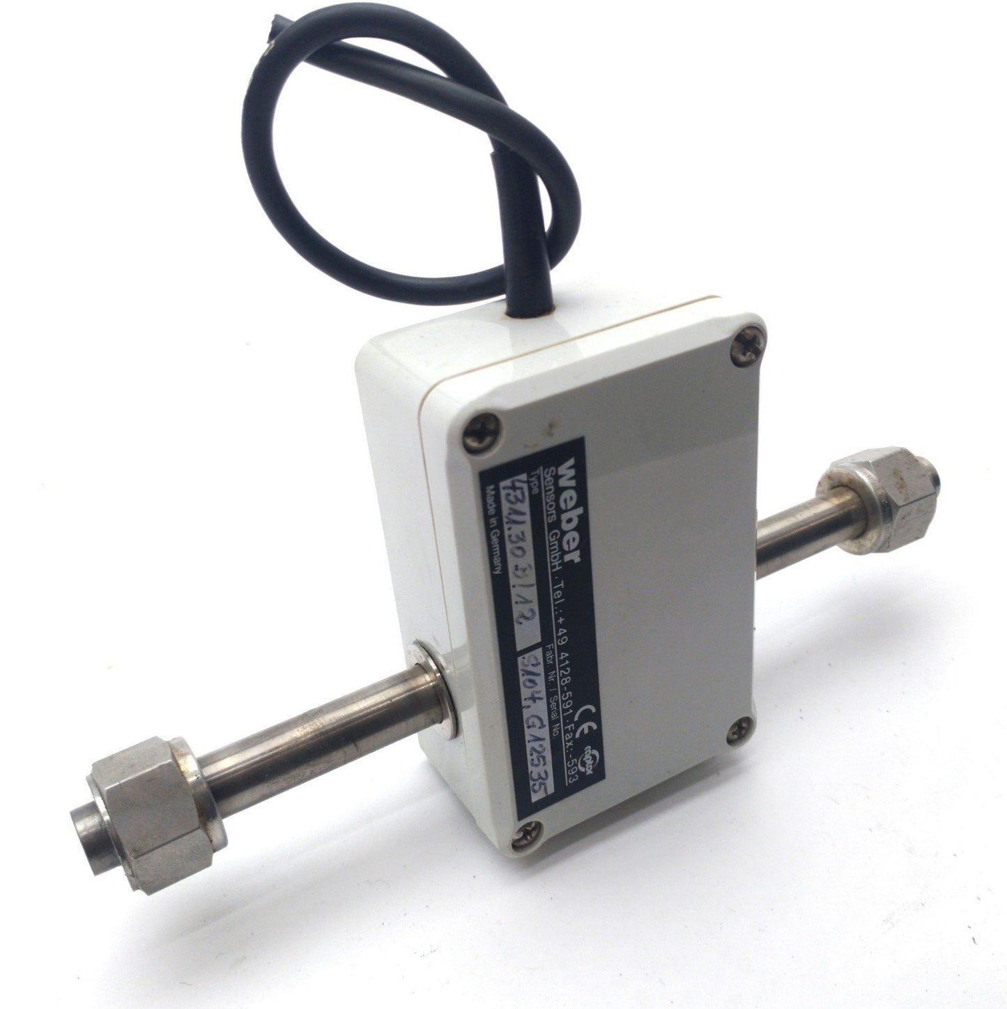 Used weber 4311.30B/12 Flow-Captor Sensor 0-3.2ft/s 435PSI 12mm Tube 4-20mA 24VDC