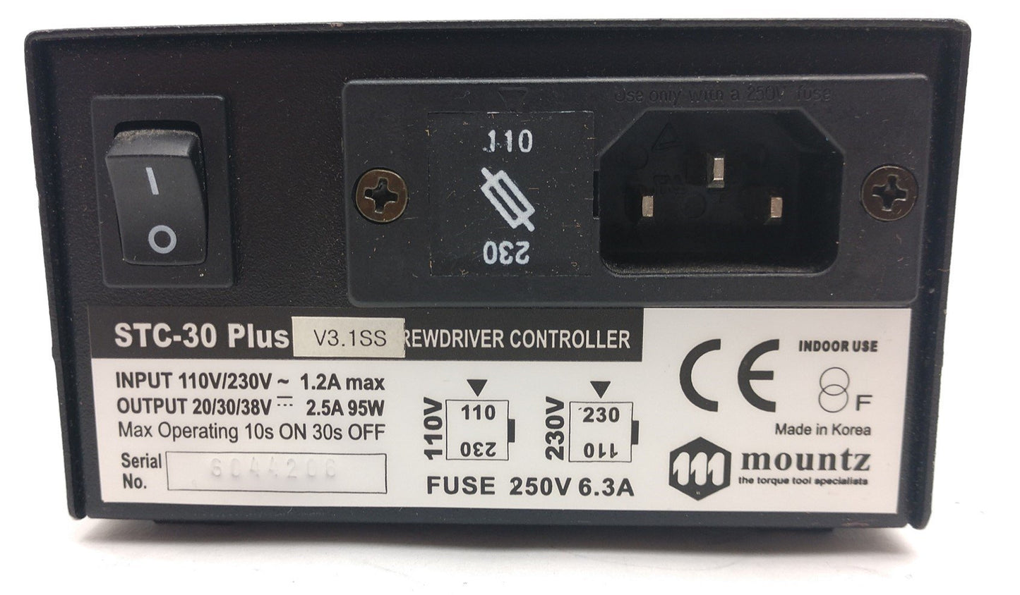 Used Mountz STC-30 Plus Screwdriver Controller, Out: 20/30/38VDC, 2.5A, 95W