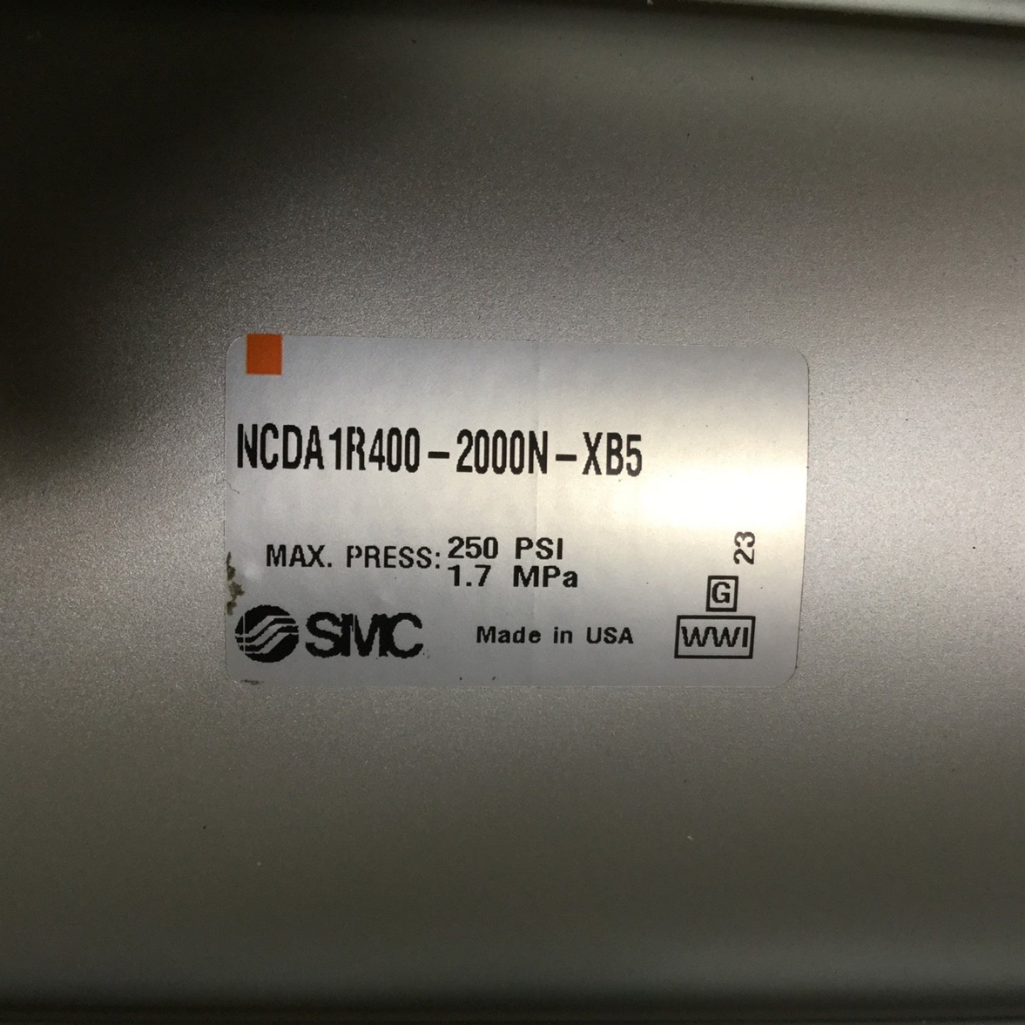 New SMC NCDA1R400-2000N-XB5 Tie Rod Air Cylinder 4" Bore, 20" Stroke Side Tapped