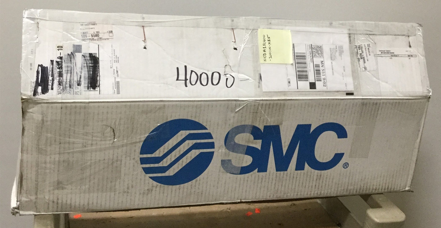 New SMC NCDA1R400-2000N-XB5 Tie Rod Air Cylinder 4" Bore, 20" Stroke Side Tapped