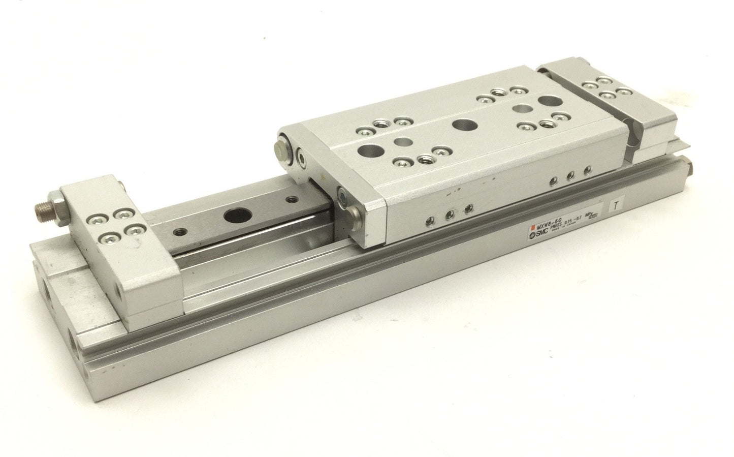 Used SMC MXW8-50 Pneumatic Slide Table Bore:8mm Stroke:50mm Double Acting 0.7MPa Max