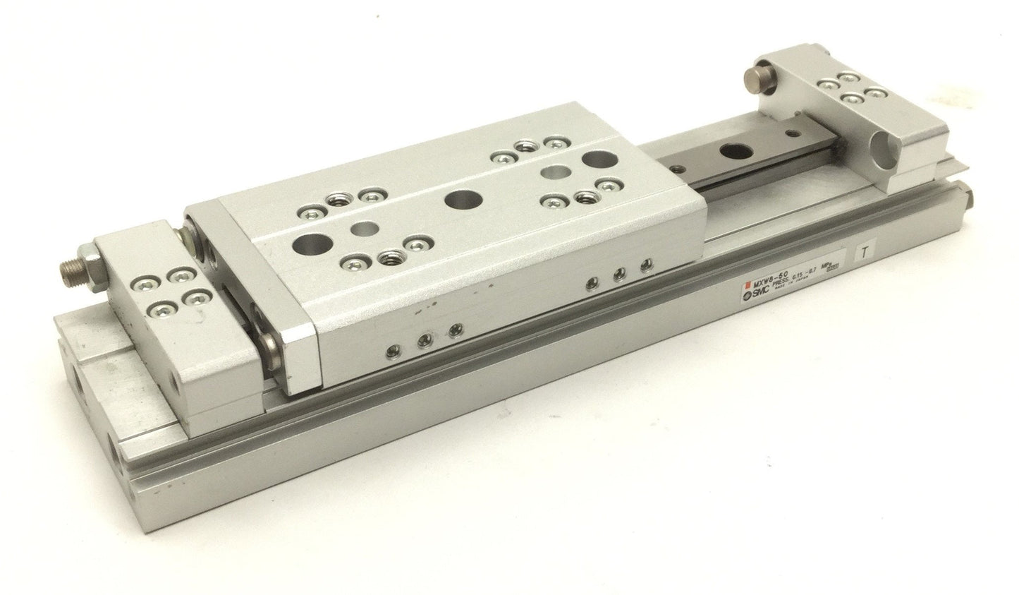 Used SMC MXW8-50 Pneumatic Slide Table Bore:8mm Stroke:50mm Double Acting 0.7MPa Max