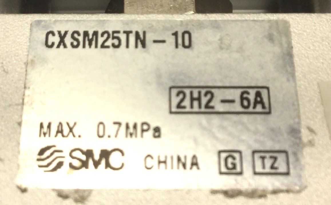 Used SMC CXSM25TN-10 Slide Bearing Dual Rod Cylinder, 1/8" NPT, Stroke: 10mm