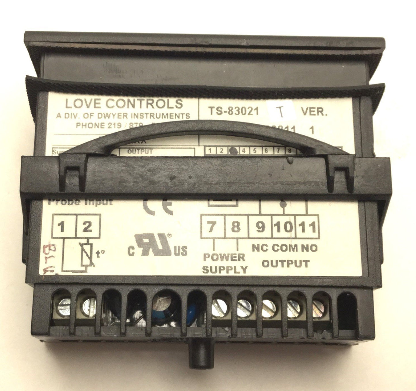 Used Love Controls TS-83021 Digital Temperature Switch, Out: 8A SPDT, Supply: 230VAC