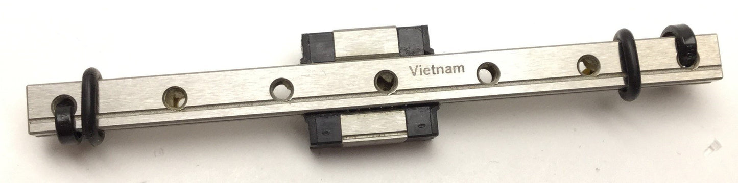 Used IKO SZ8 Linear Ball Bearing Carriage Slide, 100mm Guide Single Rail, 7mm Wide