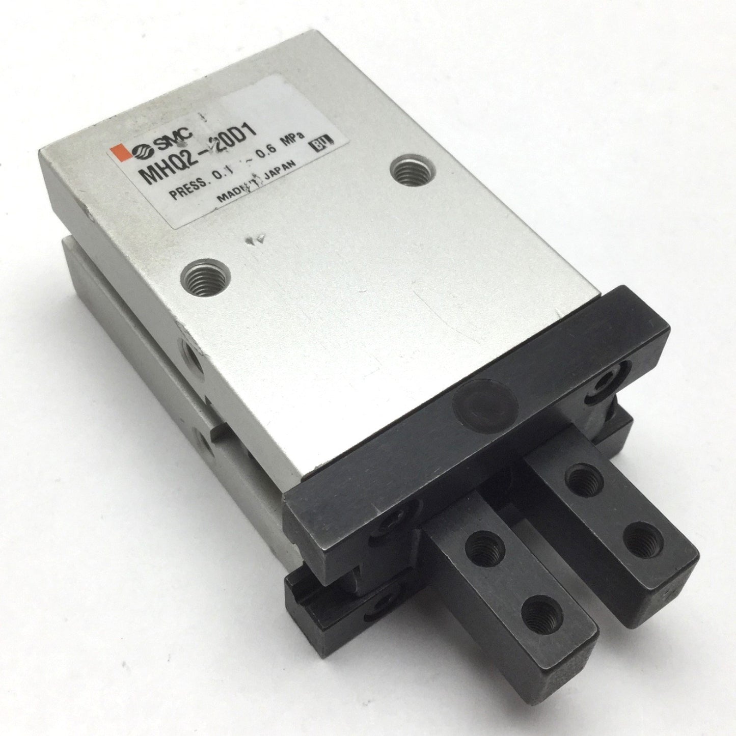 Used SMC MHQ2-20D1 Pneumatic Parallel Gripper, Bore: 20mm, Stroke: 10mm, M5 x 0.8