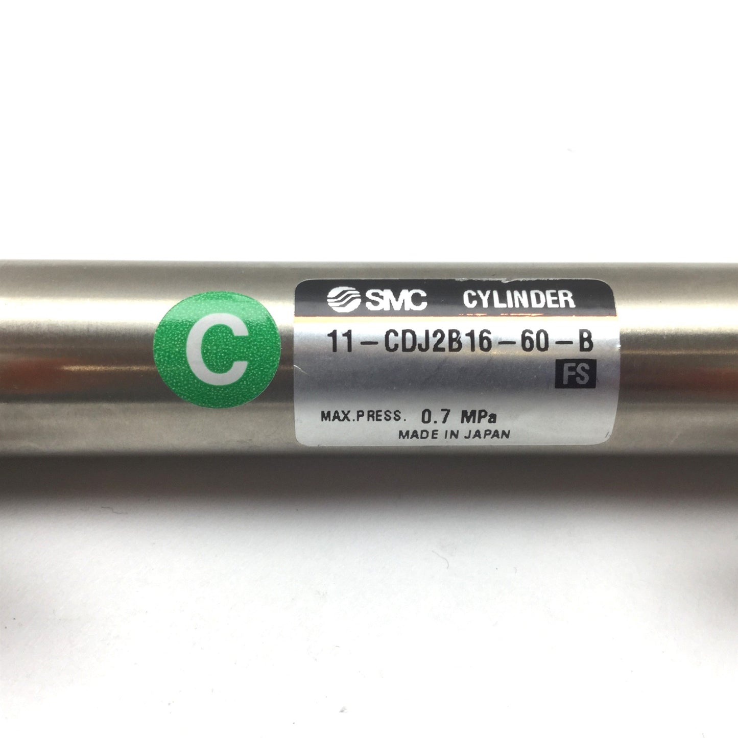 Used SMC 11-CDJ2B16-60-B Pneumatic Cylinder, Bore: 16mm, Stroke: 60mm, M5 x 0.8