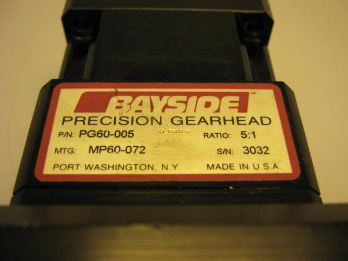Used Parker Bayside 5:1 Gearhead PG60-005 (MP60-072)