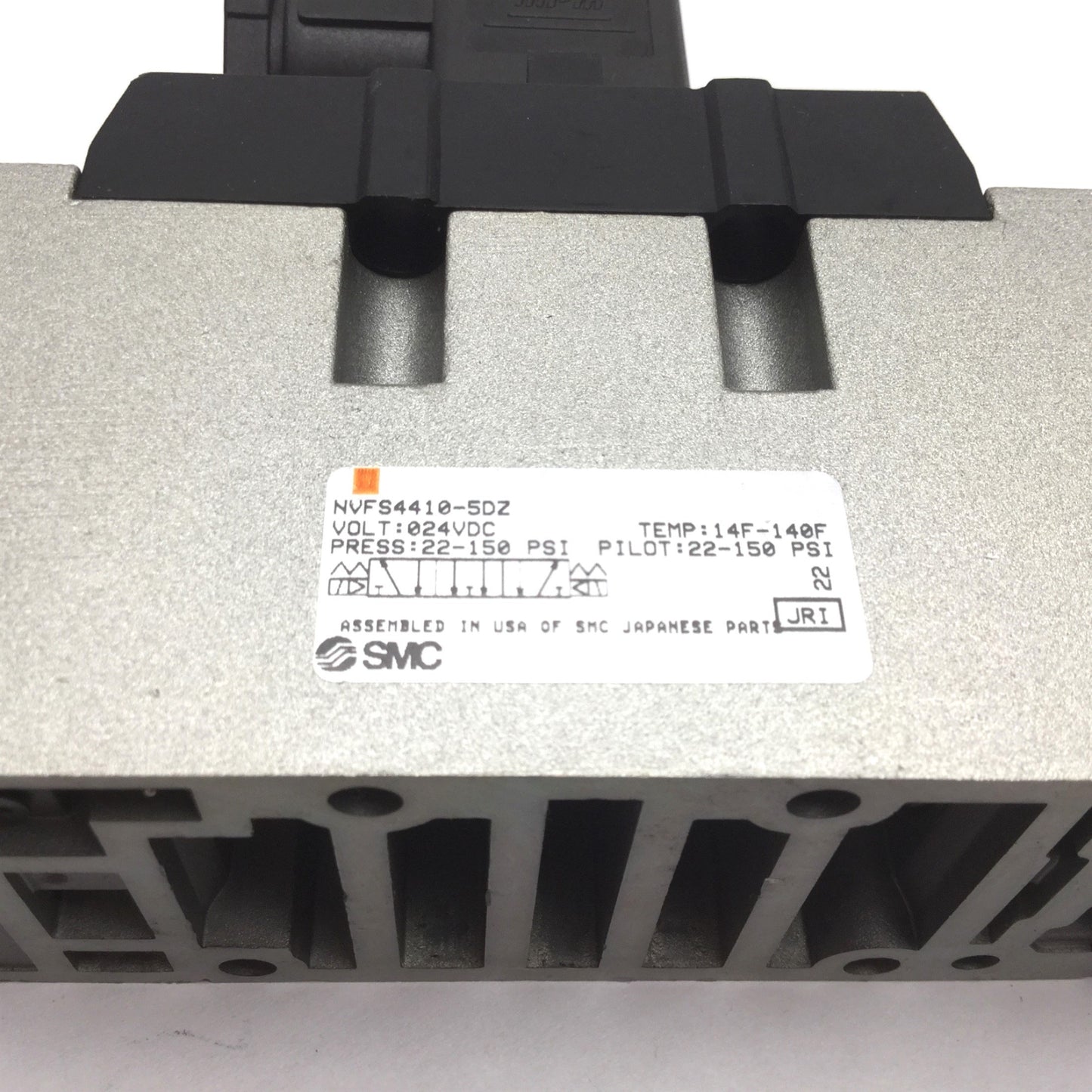 Used SMC NVFS4410-5DZ Solenoid Valve, 3-Position 5-Port, Voltage: 24VDC, 22-150psi