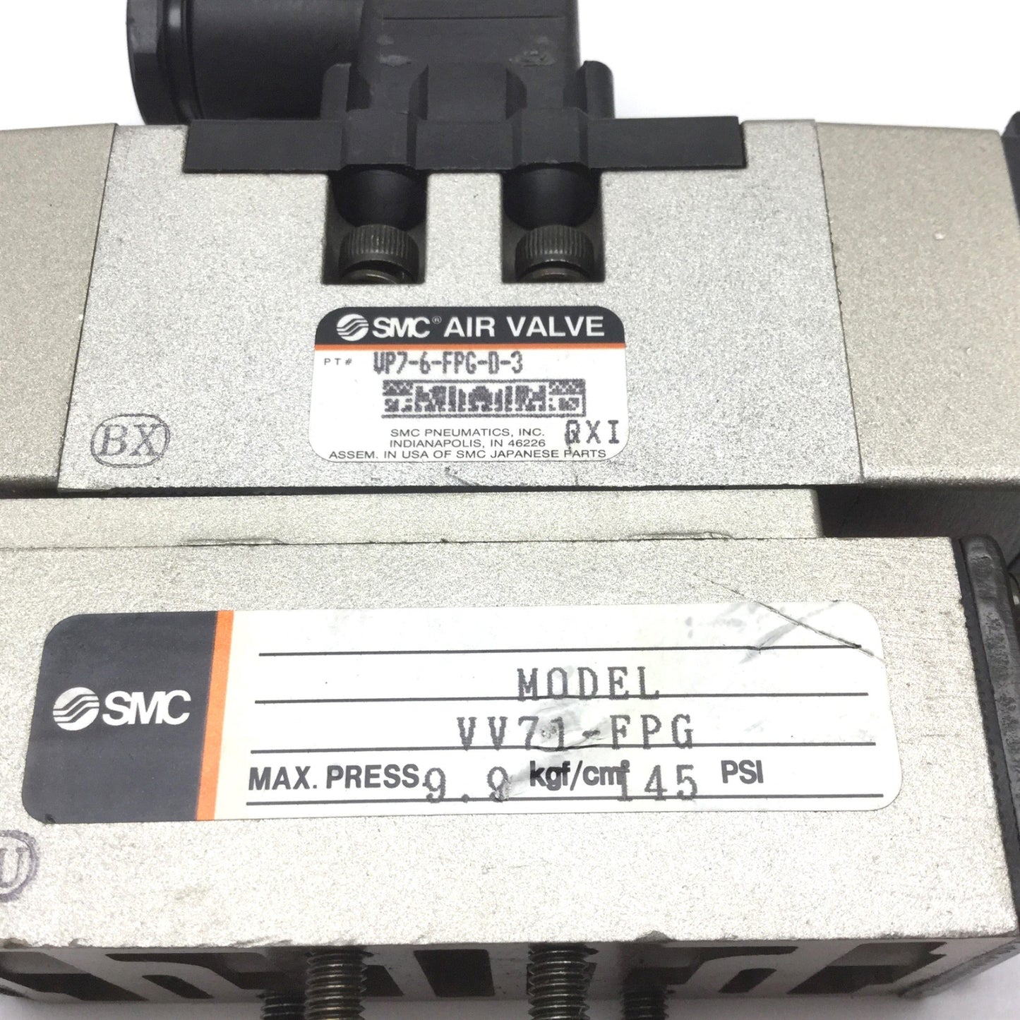 Used SMC VP7-6-FPG-D-3 Solenoid Valve VV71-FPG Double Check Spacer, 3-Position 5-Port