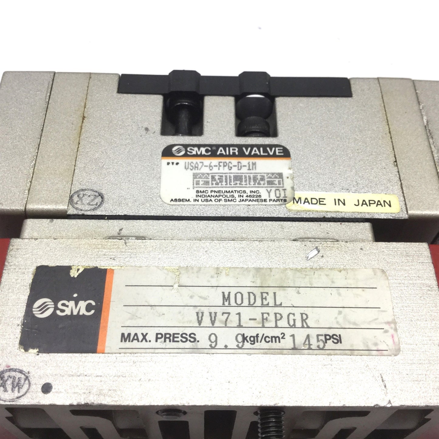 Used SMC VSA7-6-FPG-D-1M Pilot Valve VV71-FPGR Double Check Spacer, 3-Position 5-Port