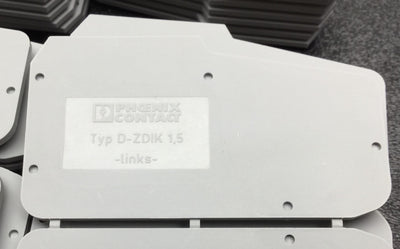 New – Open box Lot of 60 Phoenix Contact Typ D-ZDIK 1,5 Terminal Block End Covers, Color: Gray