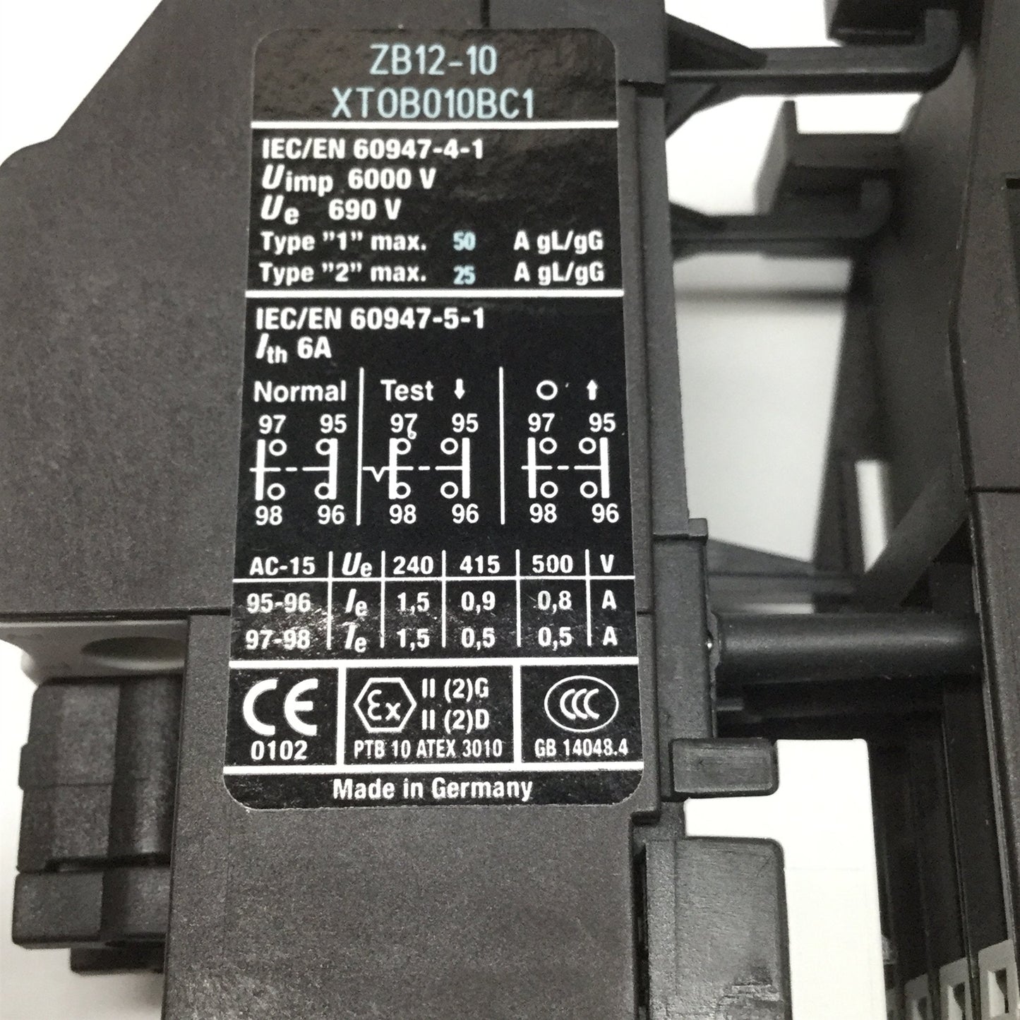 New Other Eaton XTAE009B10A010 3-Pole Motor Starter DOL 9A, 1NO 6-10A, 110-120VAC Coil