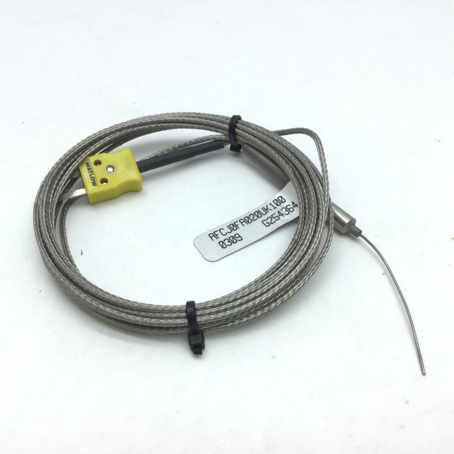 Used Watlow AFCJ0FA020UK100 MI Thermocouple, Type K, 100", Mini Plug Probe 2"