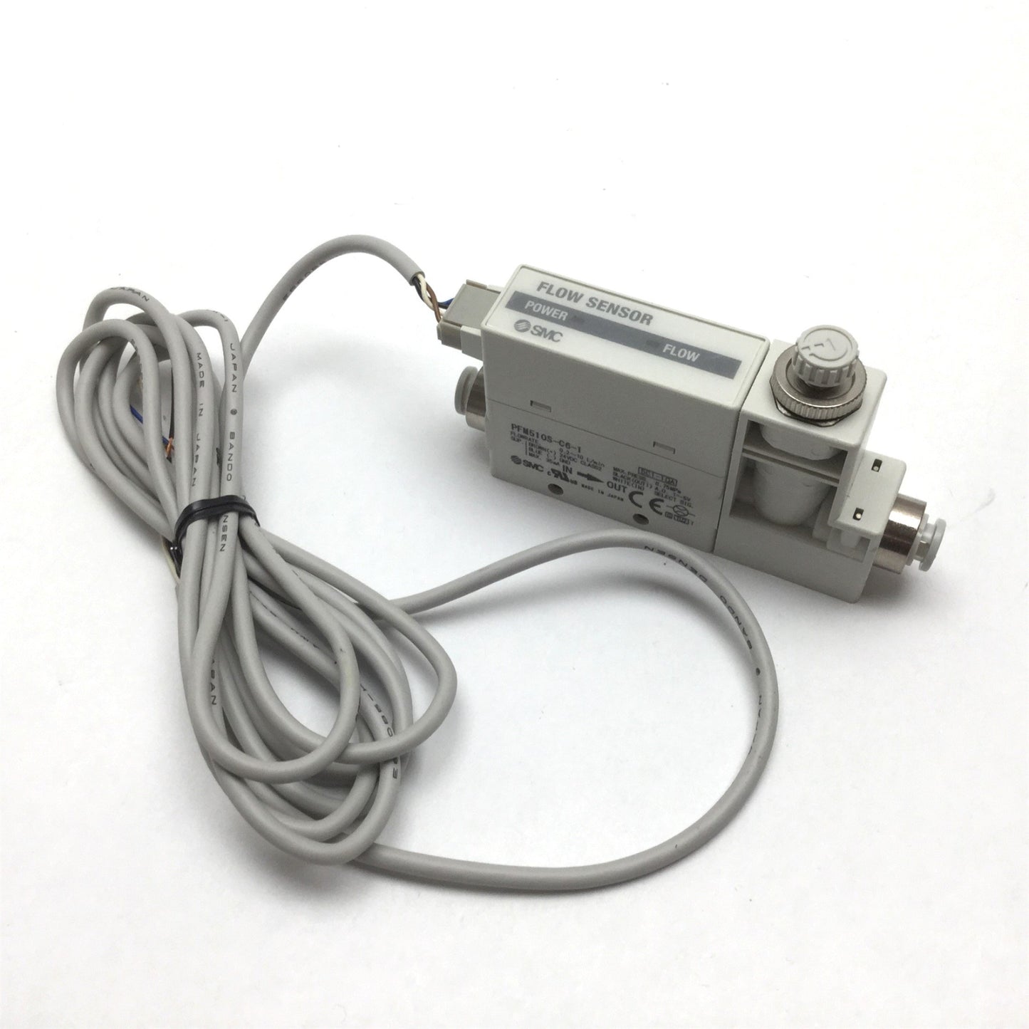 Used SMC PFM510S-C6-1 Digital Flow Switch, Range: 0.2-10 l/min, 6mm Tube, 0.75MPa
