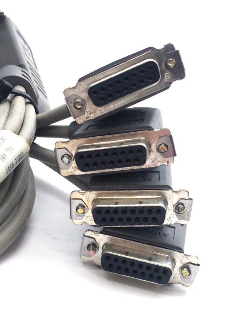 Used Adept 10330-11140 Rev. A Robot Cable Assembly, DB50 to 4x DB15, 36 Inches Long
