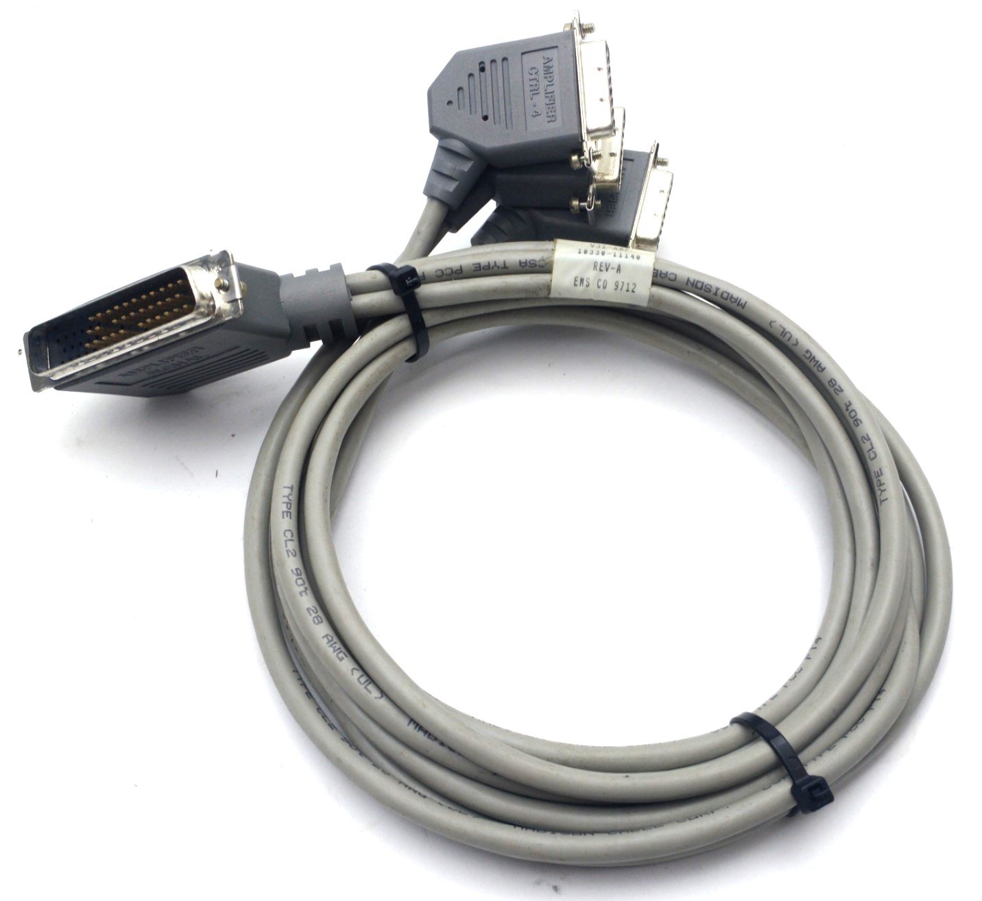 Used Adept 10330-11140 Rev. A Robot Cable Assembly, DB50 to 4x DB15, 36 Inches Long