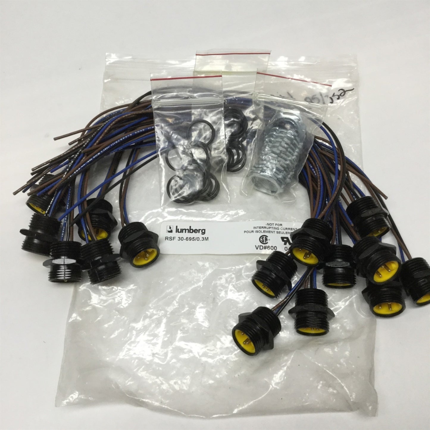 New Lot of 15 Lumberg RSF 30-695/0.3M Panel Mount Connector 7/8-16 Male 3-Pole, 0.3m