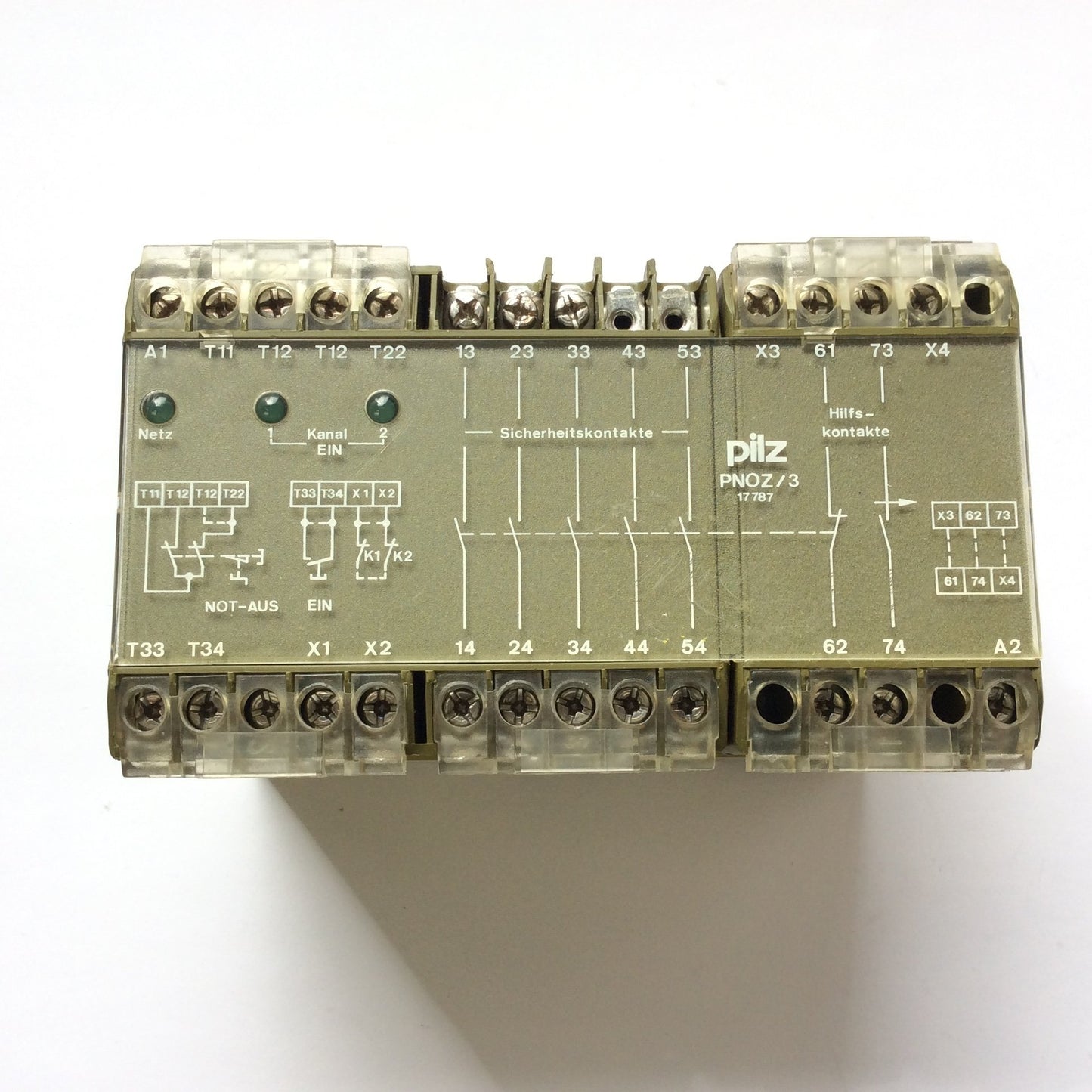 Used Pilz PNOZ/3 Emergency Stop Safety Relay 24-240VAC, 24VDC *Missing DIN Mount*