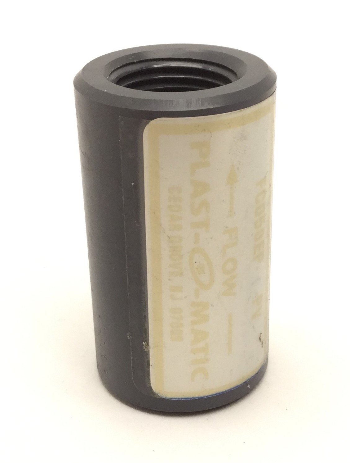 Used Plast-O-Matic FC050EP PV Flow Control Valve 1/2" NPT, 1 GPM, 2.25" Long, PVC