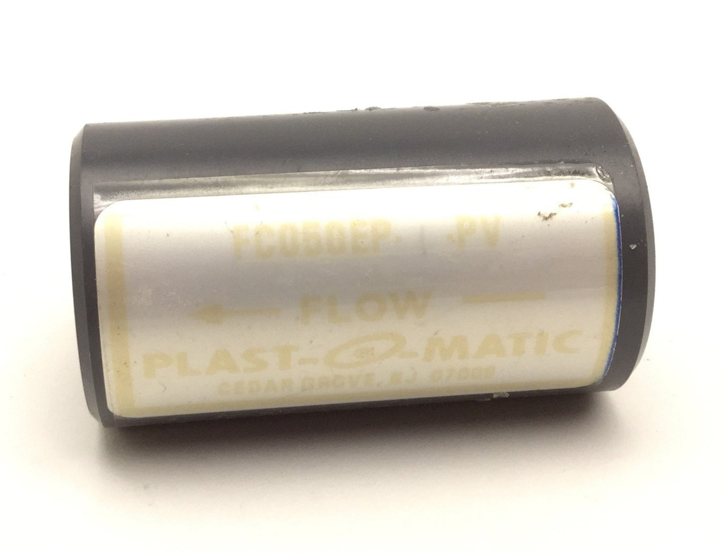 Used Plast-O-Matic FC050EP PV Flow Control Valve 1/2" NPT, 1 GPM, 2.25" Long, PVC