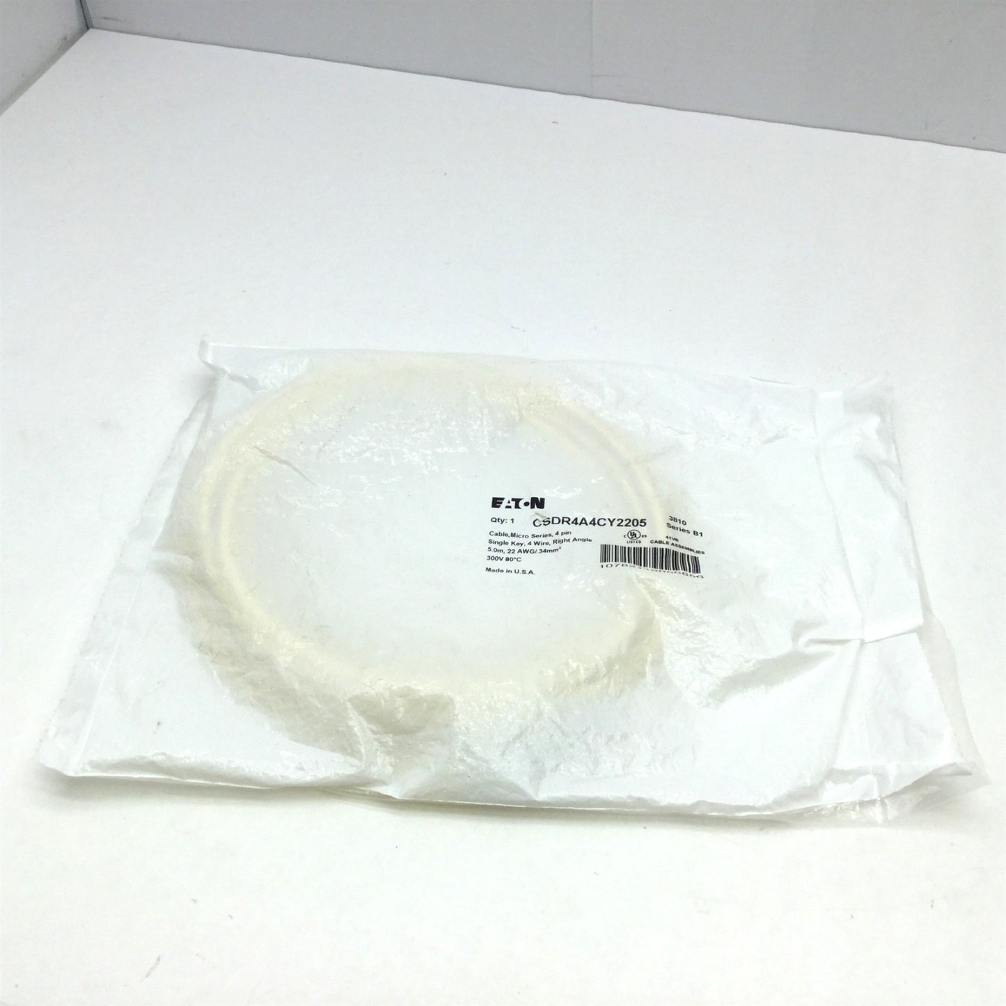 New Eaton SDR4A4CY2205 Micro Series Cable, 4-Pin Right Angle 5mm 22AWG 300V 80°C