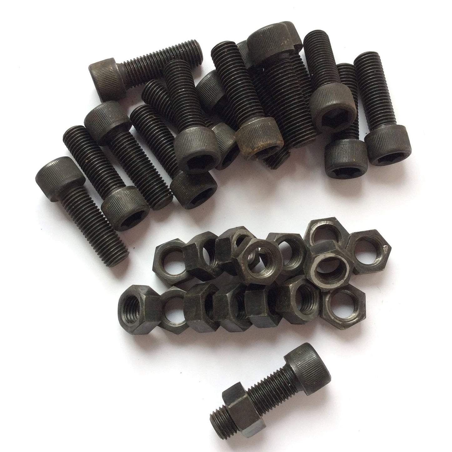 Used Lot of 16 Socket Head Allen Cap Steel Screw Bolt Hardware w/ Nut 5/8-11 x 2"
