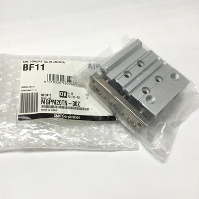 New SMC MGPM20TN-30Z Compact Guide Cylinder Slide Bearing 20mm Bore, 30mm Stroke