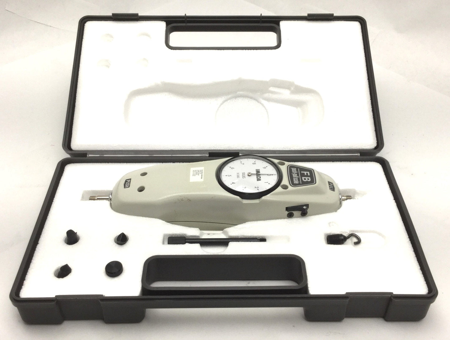 Used Imada FB-10 Push/Pull Scale Force Gauge, 10LBS x 0.1LBS, w/ Accessories and Case