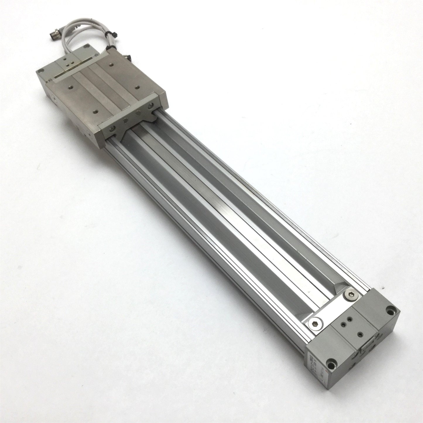 Used SMC MY1C16-200 Rodless Cylinder, Bore: 16mm, Stroke: 200mm, W/ 2x D-M9P Sensors
