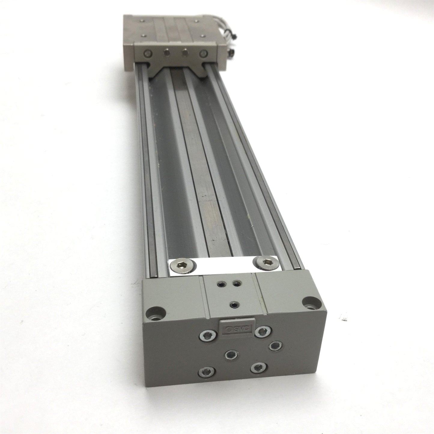 Used SMC MY1C16-200 Rodless Cylinder, Bore: 16mm, Stroke: 200mm, W/ 2x D-M9P Sensors
