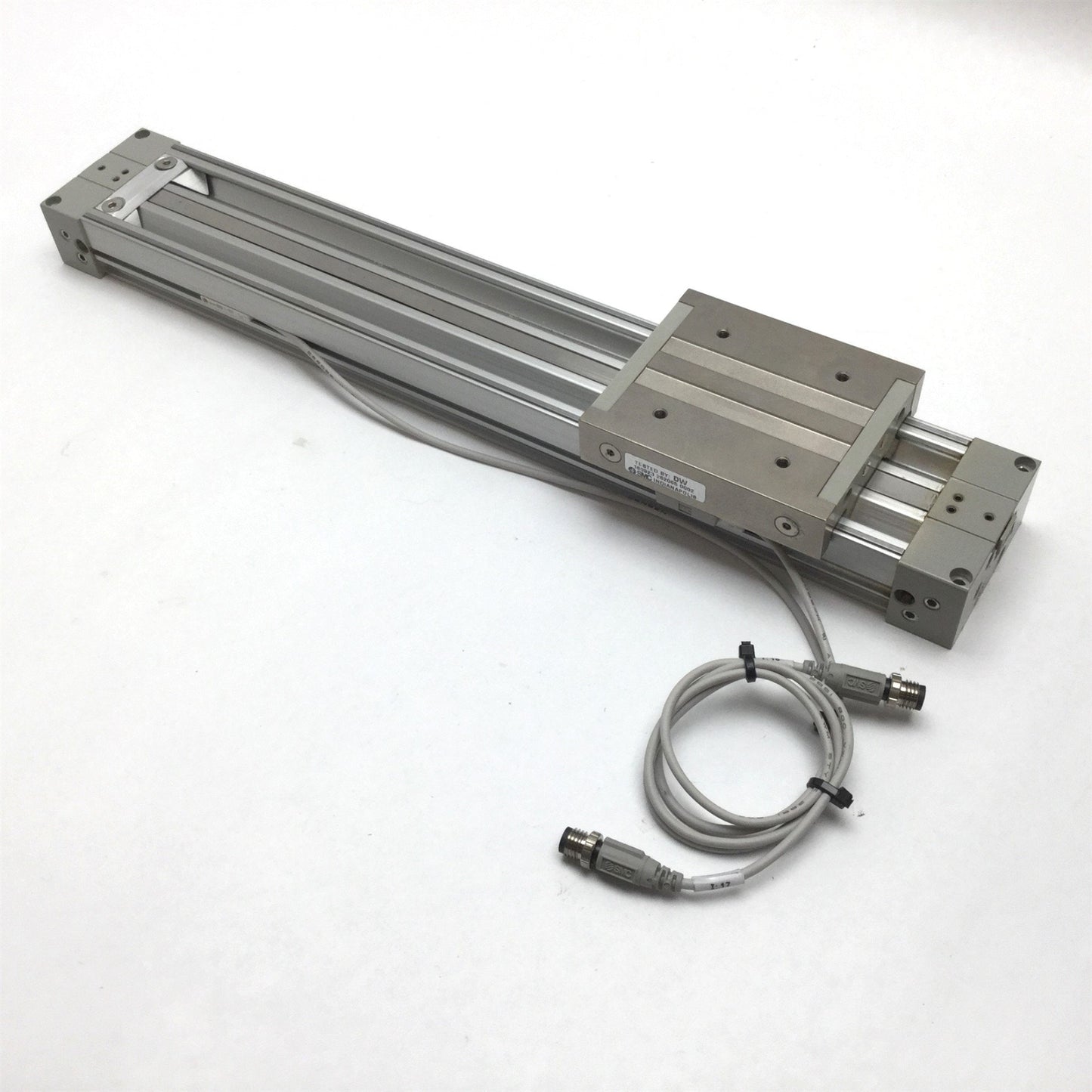 Used SMC MY1C16-200 Rodless Cylinder, Bore: 16mm, Stroke: 200mm, W/ 2x D-M9P Sensors
