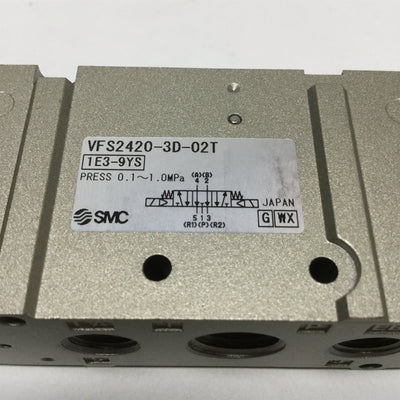 For parts or not working SMC VFS2420-3D-02T Double Solenoid Valve 5-Port 3-Pos, 120VAC *Missing Coil*