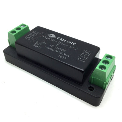 Used CUI Inc. PQA50-D24-S12-T DC to DC Converter, Input 18-36VDC, Output 12VDC 4167mA
