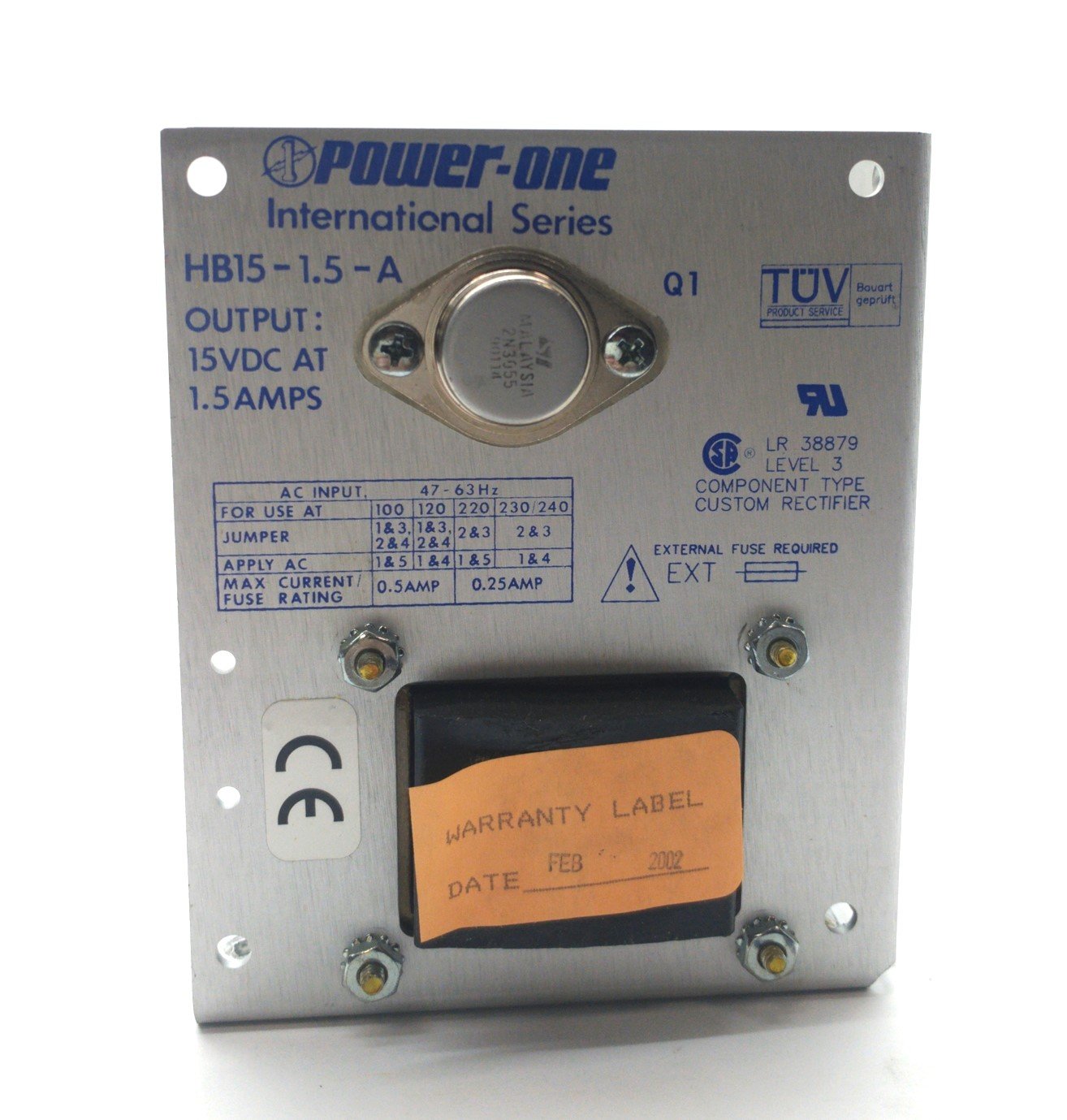 Used Power-One HB15-1.5-A Power Supply Output: 15VDC 1.5A 15VDC 3A Input: 100-240VAC