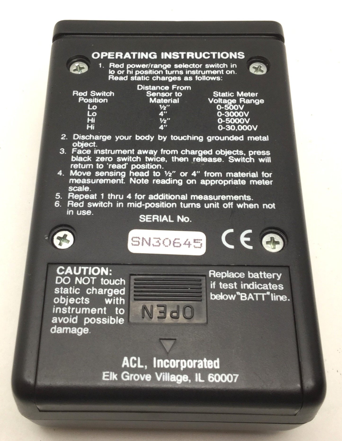 Used ACL 300B Precision Electrostatic Locator, Range: 1/2"-4", With Leather Case