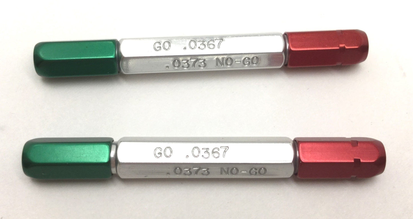 Used Lot of 2 Meyer Gage 0.0367 & 0.0373 GO/NO-GO Pin Plug Gages