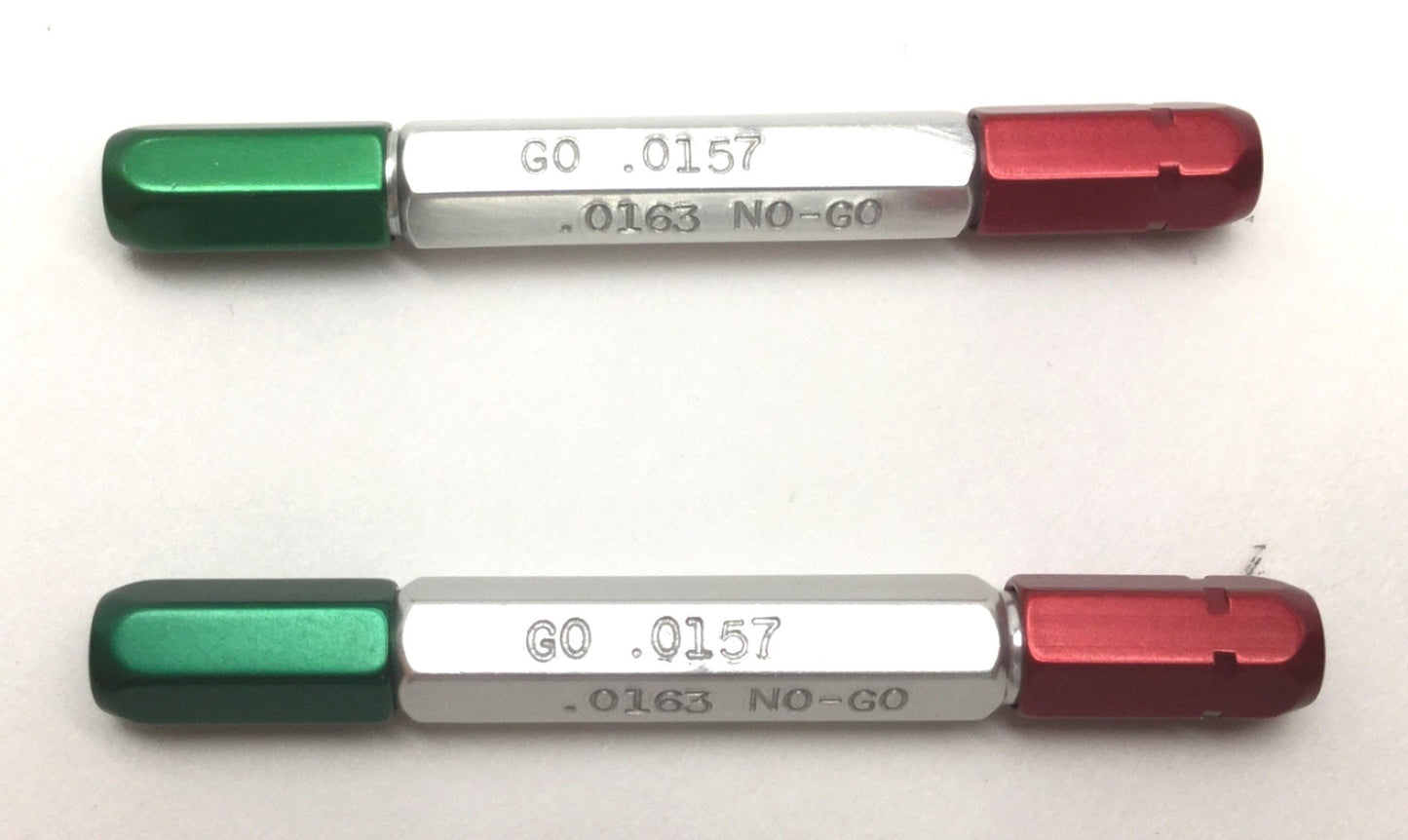 Used Lot of 2 Meyer Gage 0.0157 & 0.0163 GO/NO-GO Pin Plug Gages
