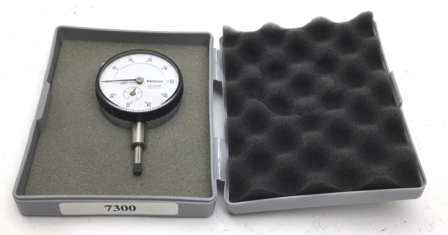 Used Mitutoyo 2412F Indicator, Range: 0 to .5", Graduation: 0.001", w/Case